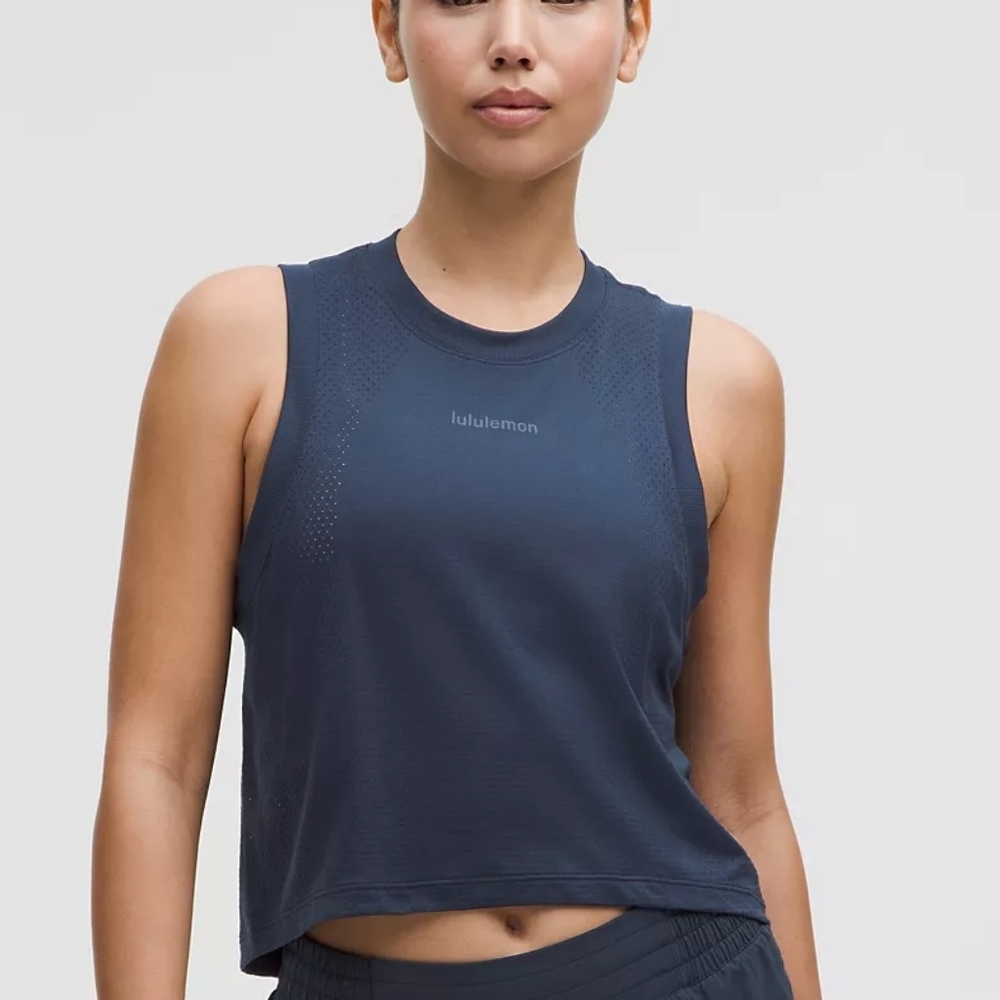 NWT Size 14 Lululemon Swiftly High Low Cropped Tank Top CLBL Club Blue